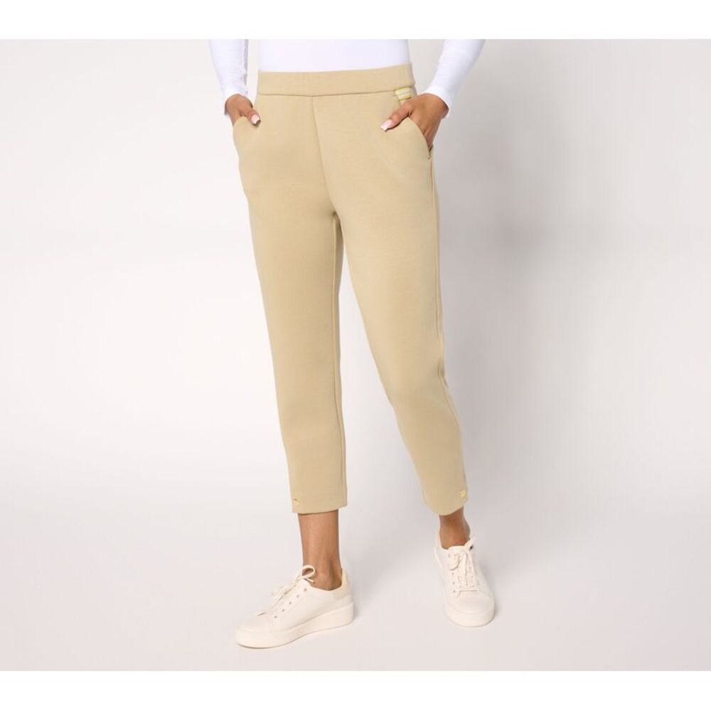 Top Knot Women's Pants Sz 2XL Tall Clubhouse Scuba Knit Crop Brown A681394
